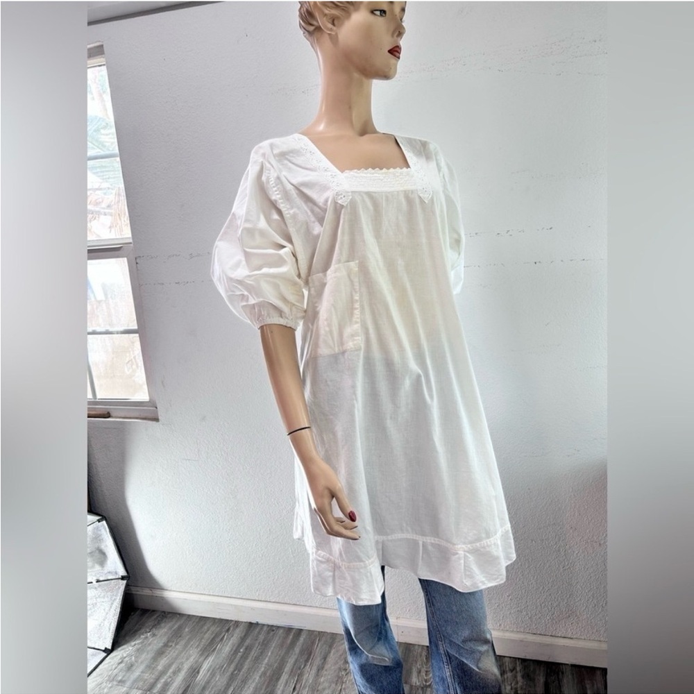 DIA QUEEN Vintage camisole white embroidered open back Tunic Top - Picture 7 of 16